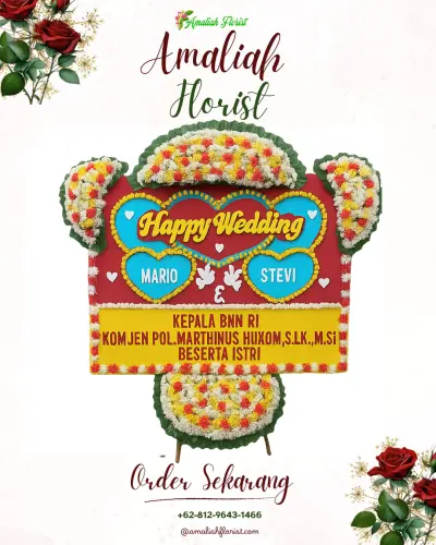 Karangan Papan Bunga Pernikahan di Nyemoh